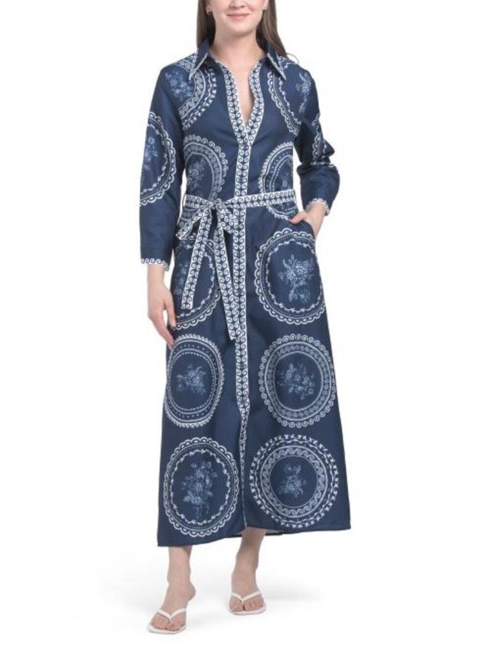 NANCY YANG Long Sleeve Shirt Dress